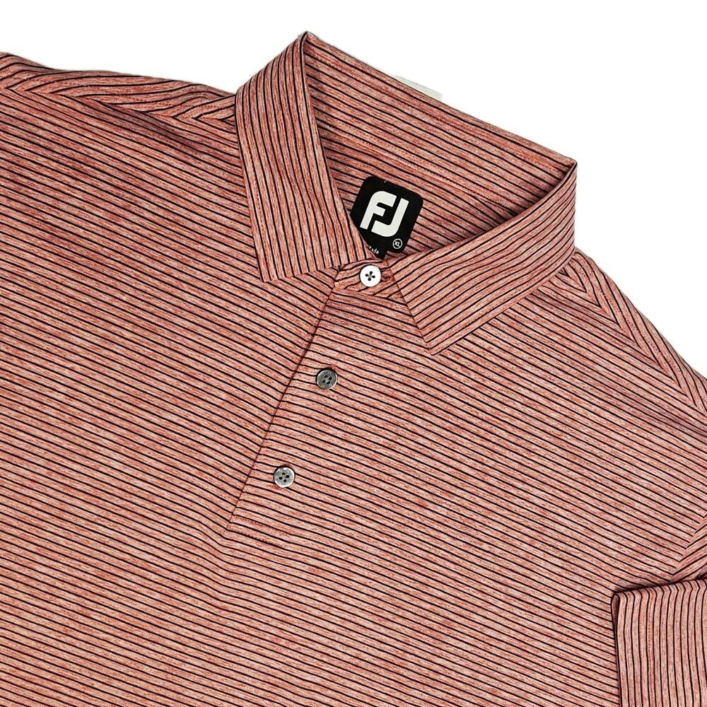 FJ FootJoy Shirt Mens XL Red Striped Golf Polo Lightweight Short Sleeves